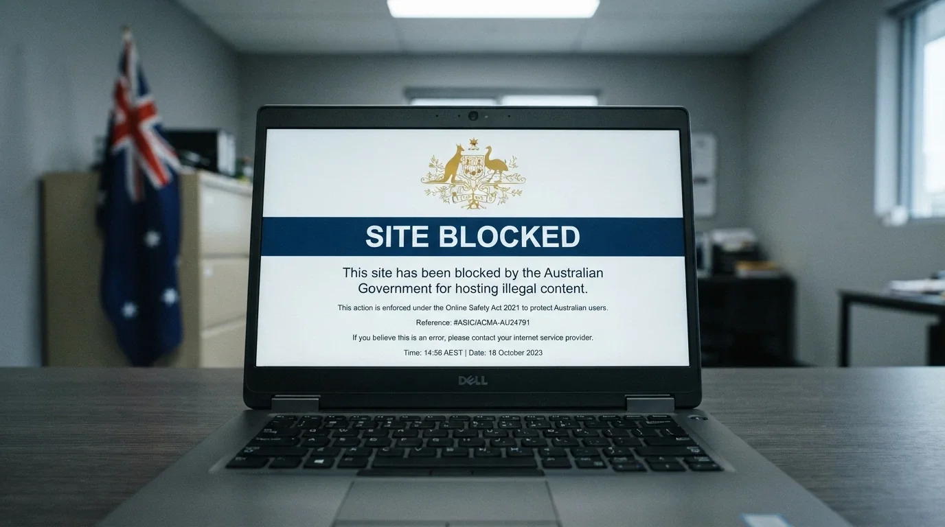ACMA website displayed on a screen beside the Interactive Gambling Act document