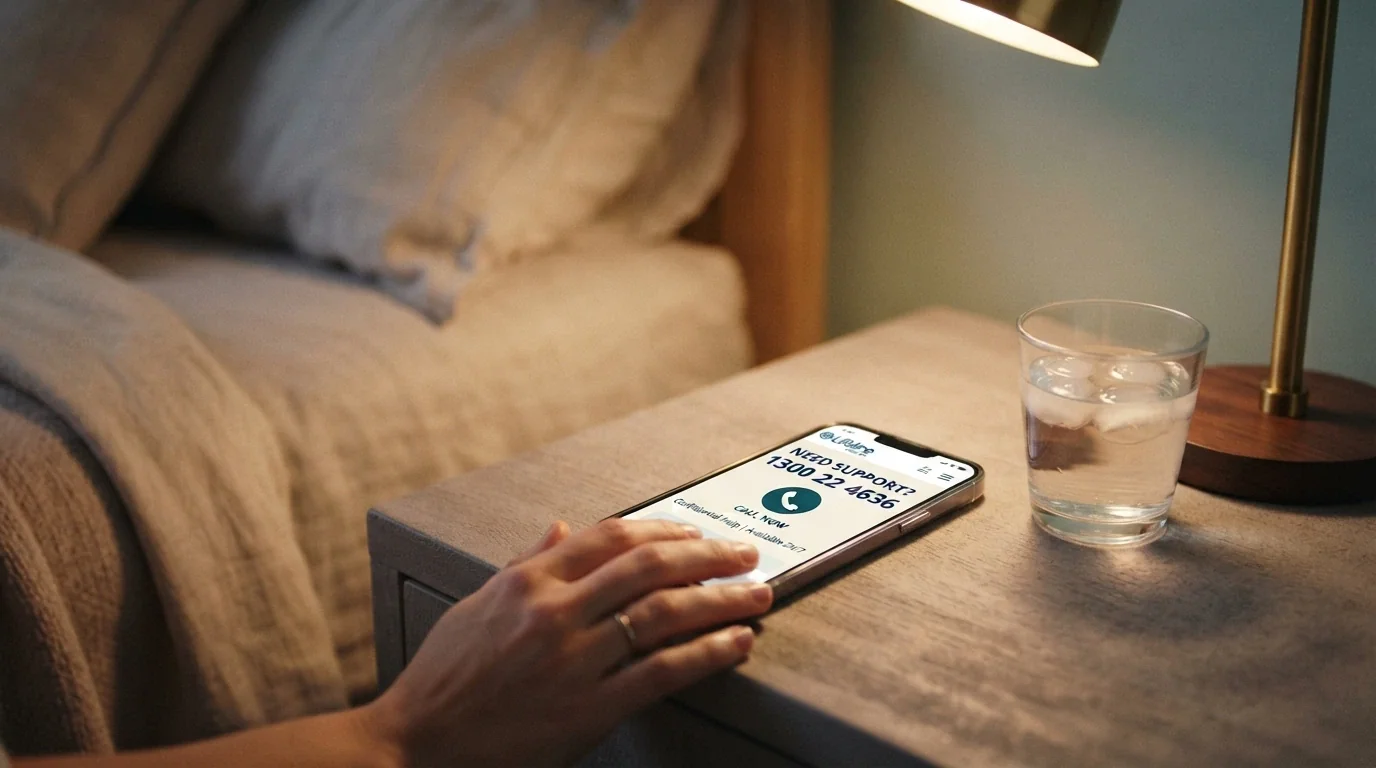 A smartphone screen showing the Gambling Help Online homepage with the 1800 858 858 number prominently displayed