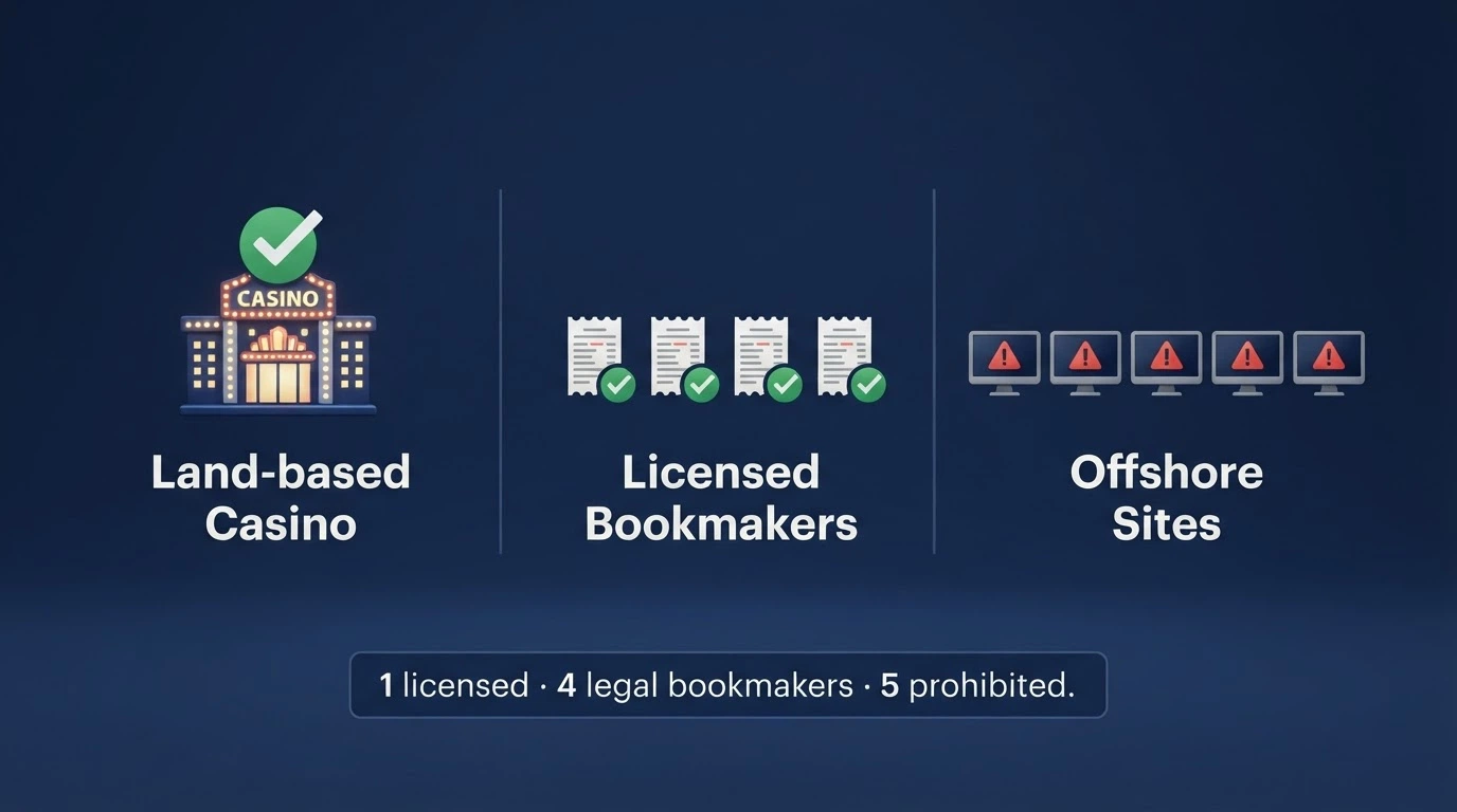 Visual comparison showing the three categories of gambling operators available to Canberra players