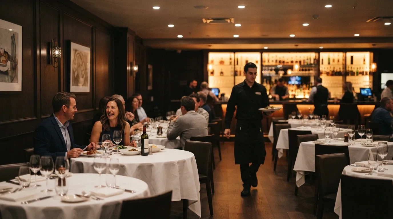 Interior of a dining area or restaurant inside Casino Canberra
