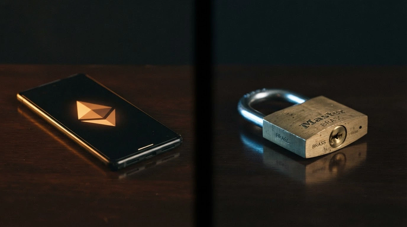A split visual contrasting the anonymity promise of crypto casinos with the Australian regulatory reality of the credit and crypto payment ban