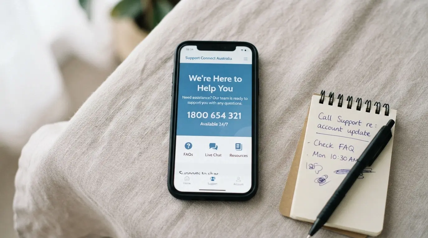 A smartphone showing the Gambling Help Online homepage beside the National Gambling Helpline number 1800 858 858, with the BetStop logo