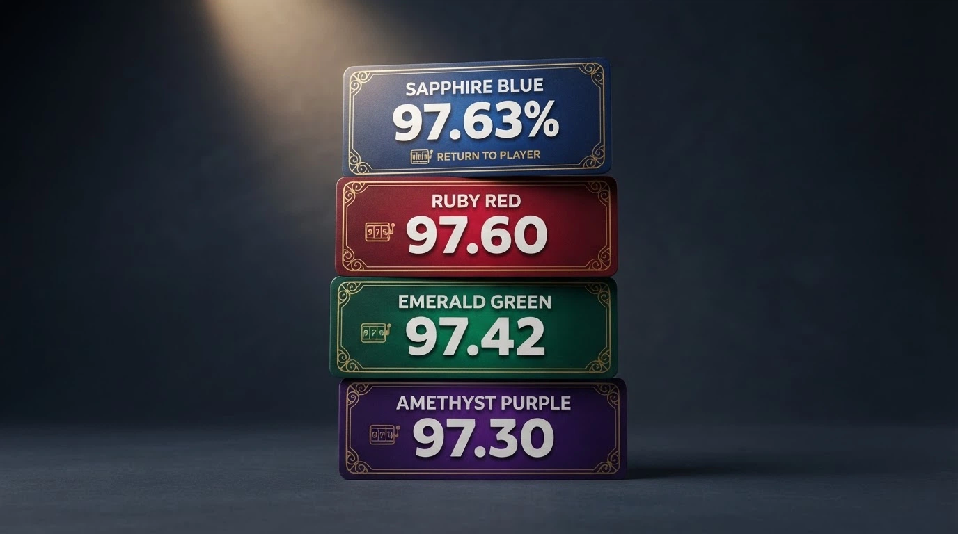 A selection of 1spin4win slot title cards arranged by RTP, with the highest-paying titles at the top