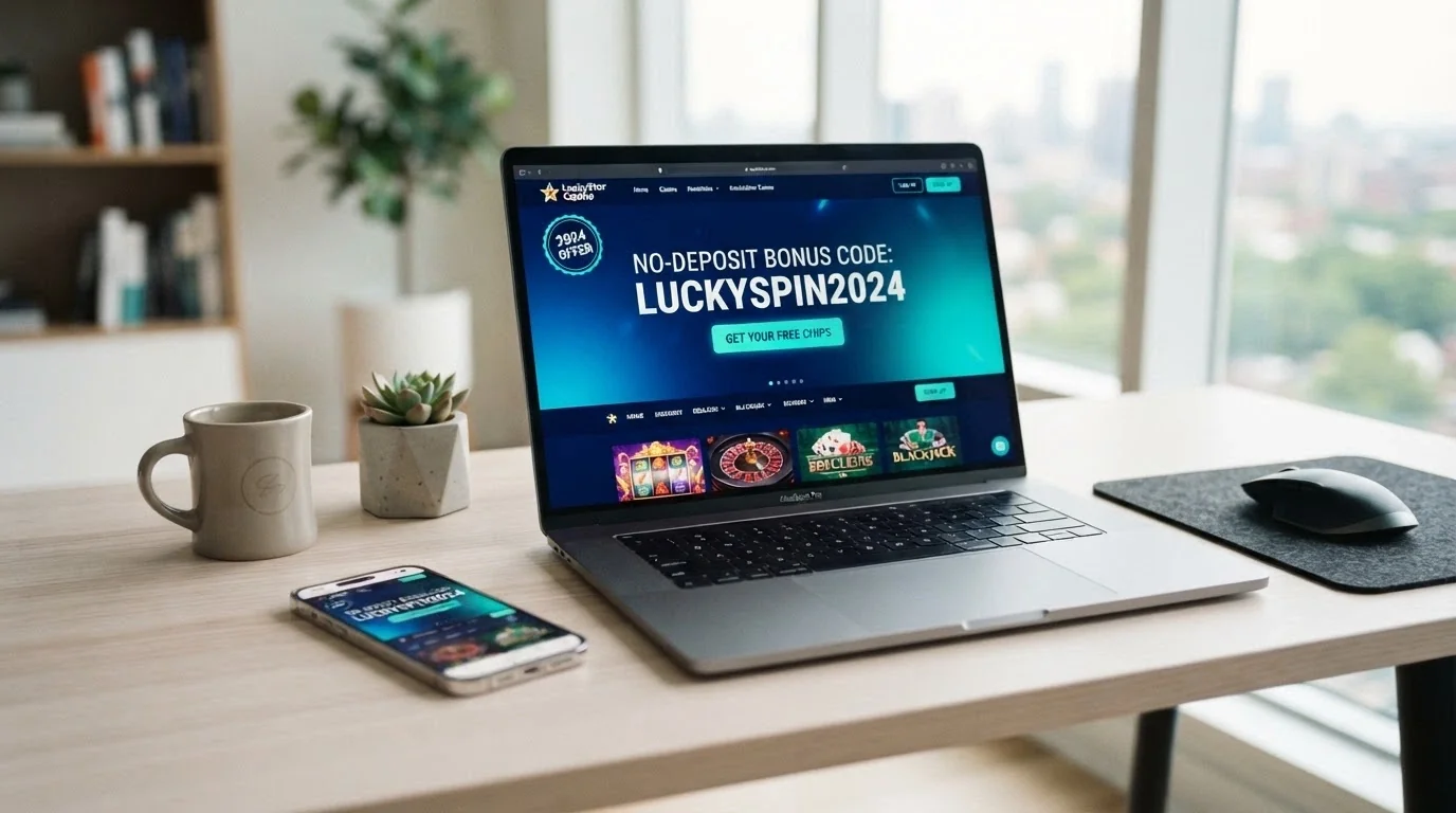 A fresh casino landing page with a prominent no-deposit bonus code banner and a current-year launch date badge