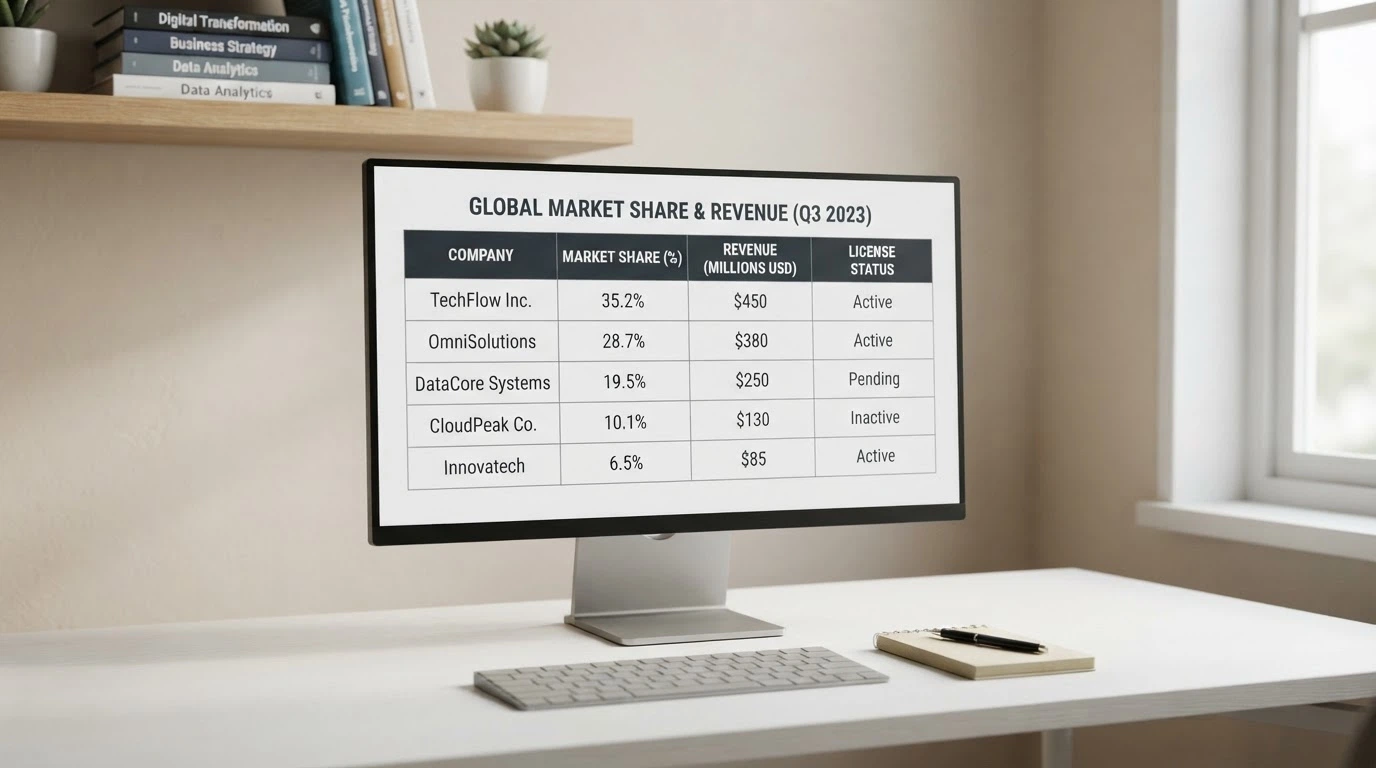 A desktop screen showing a comparison table with operator names and data columns, Australian context