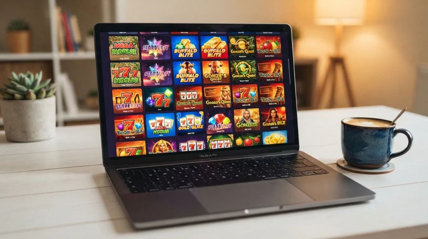Grid of colourful online pokies thumbnails inside the Pocket Pokies games lobby, multiple game titles visible