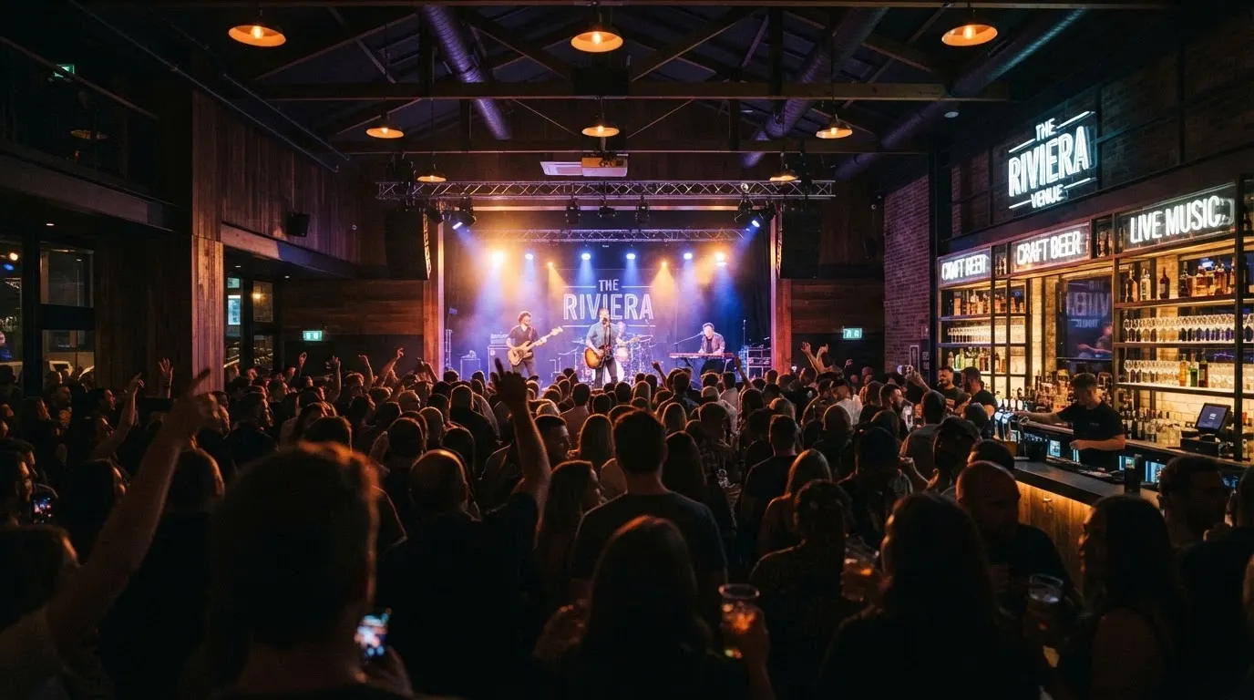 The LiveWire venue on Level 5 of The Star Brisbane with a stage, live music setup and crowd